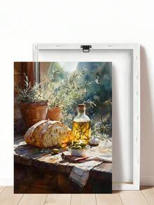 1pc A Taste Of Italy, Rustic Kitchen Still Life With Bread, Olive Oil & Herbs, Ideal Gift,Suitable For Bedroom,Living Room,Kitchen, Restaurant, Wall Arts,Wall Decor,Home Decor,Room Decor,Canvas Wall Art,Posters, Wall Art With Frame, Optional Frame - 1PCS - View 8
