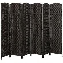 Room Divider, 6 Panel Folding Privacy Screen, 6FT Tall Portable Weave Partition Wall Divider For Bedroom, Coffee-XY286891 - 830-160V03CF - View 11