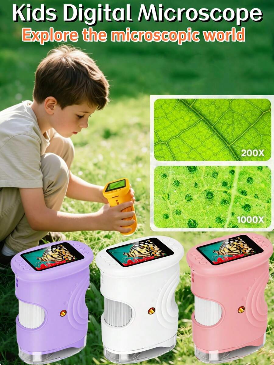 Upgraded Handheld High-Definition Electronic Microscope, Mini Pocket Microscope For Outdoor Exploration, Parent-Child Interactive Science Toy, Portable Handheld Observation Microscope, Pocket Digital Microscope Designed For Children, Compact And Easy To Carry, Suitable For Travel, Outings, And Outdoor Learning