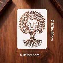 4 pièces Pochoirs de peinture Arbre de Vie Animal, Modèles de gribouillage d'arbre et d'animal lavables et réutilisables, Convient pour les loisirs créatifs DIY et la décoration de la maison - A - Voir 2