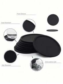 1/3 pièces Dessous de verre antidérapants, résistants à la chaleur, imperméables et faciles à nettoyer en silicone, convenant aux tasses à café, tasses à thé, mugs, verres, verres à vin, verres à whisky, tables à manger, bureaux, bars, hôtels, restaurants - Multicolore - Voir 5