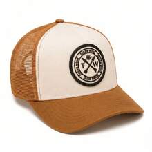 Texas Wind Country Trucker Cap With Curved Brim And Mesh Detail - 駝色 - 查看 1