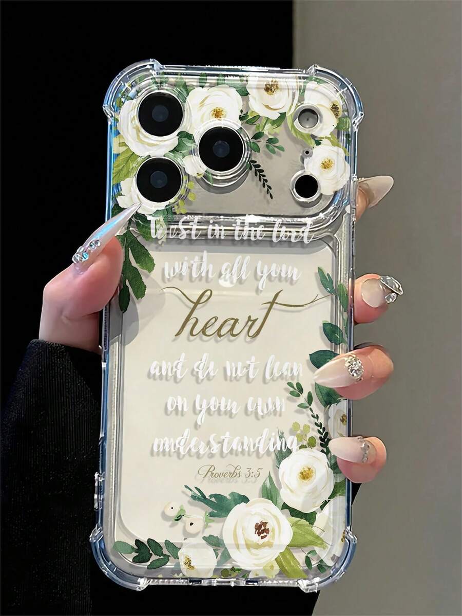 Casing Ponsel Tahan Benturan Gaya Cat Air Minimalis Segar dengan Desain Mawar Putih + Daun Hijau, Perlengkapan Musim Panas yang Cocok untuk Penggunaan Sehari-hari, Kompatibel dengan Apple 17/17 Pro/17 Pro Max/16/16 Pro/16 Plus/16 Pro Max/15/15 Pro/15 Plus/14/14 Pro/14 Pro Max/13/13 Pro/13 Pro Max/12/12 Pro/12 Pro Max, Hadiah Kembali ke Sekolah - Clear - View 1