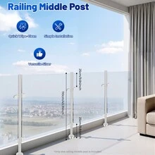 316 Stainless Steel Railing Middle Post, 110cm Silver Clamp Post With Sturdy Base, Railing Middle Post For Balcony Guardrails, Attic Guardrails - Silver - View 2