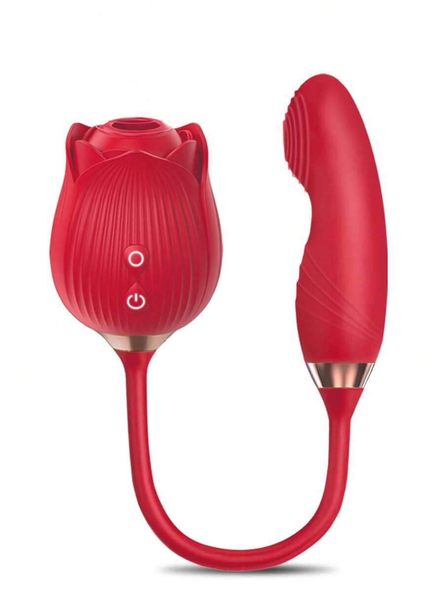 Powerful Rose Vibrator Adult Sex Toy, Female Clitoris Nipple Suction Stimulator, Female Finger Movable G-Spot Massager, Valentine's Day Gift - Red - View 1