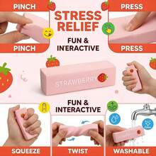 1pc Buttery Soft Toys, Slowly Rising Soothing Objects, Soft PU Strawberry Butter Sticks, Anxiety-Relieving Squeezing Toys, Suitable For Teenagers And Adults, Applicable In Offices And Homes - Pink - View 3