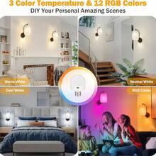 2pcs Battery Powered Wall Lights, Gold/Black Rechargeable Wireless Wall Sconce With Remote Control, 12 Color RGB Light And Timer Function, Dimmable Indoor Wall Lamp - 2pcs - View 6