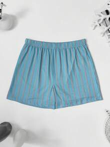 4pcs Men's Striped Print Pattern Plus Size Alro Pants Summer Thin Breathable Casual Comfortable Home Sleep Shorts Elastic Loose Fit Multi-Color Combination Set - Multicolor - View 8