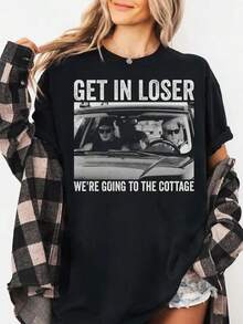 blusas casuales para damaEntra, perdedor, nos vamos a la cabaña, Rivalidad Aplastante, Camiseta 'Vengo a la cabaña', Ropa de hombre - Negro - Ver 1