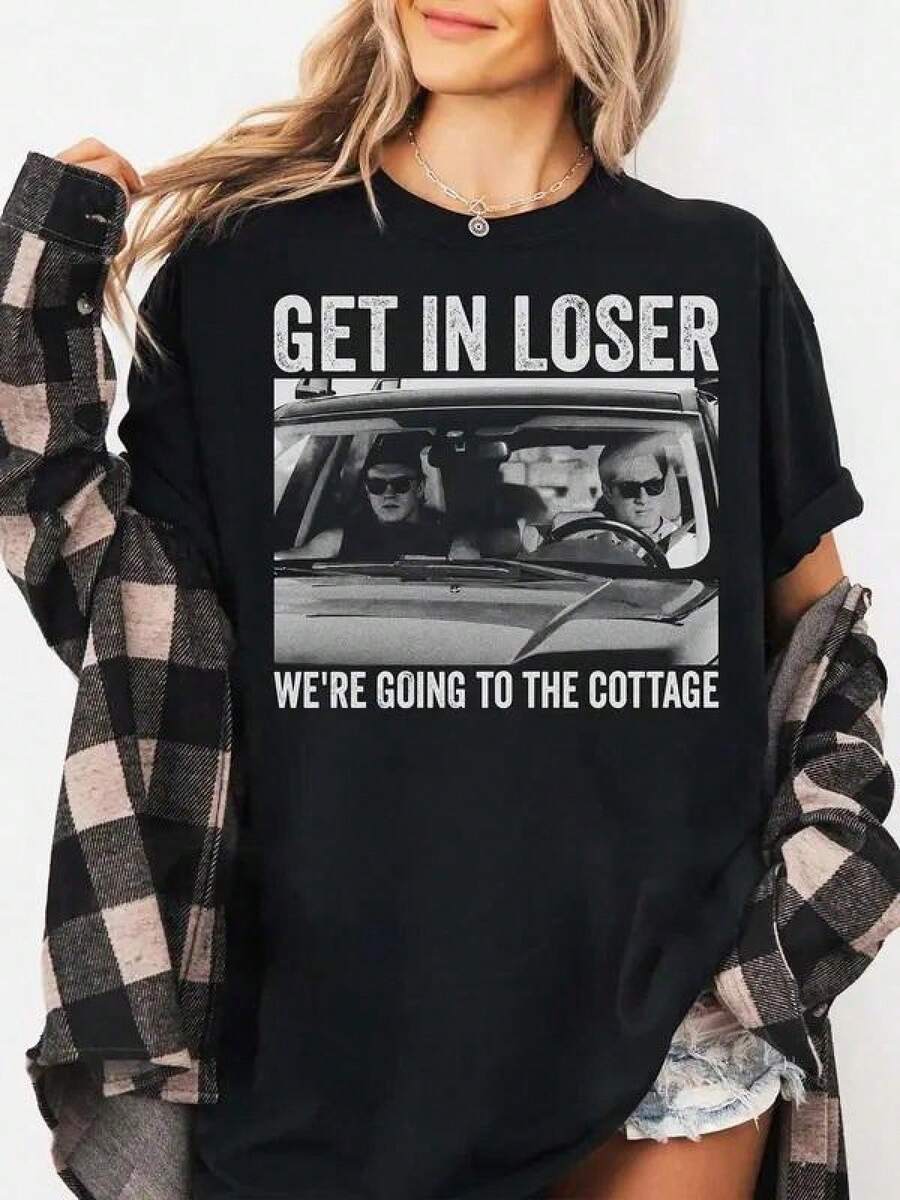 blusas casuales para damaEntra, perdedor, nos vamos a la cabaña, Rivalidad Aplastante, Camiseta 'Vengo a la cabaña', Ropa de hombre - Negro - Ver 1