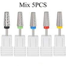 1/2/4/5PCS Professional Cross-Tooth Flat Head Nail Drill Bit Nail Polish Remover Cuticle Manicure For Taking Off Artificial Nails A Replacement Head For Electric Nail Files And A Tool For Hand And Foo - Silver - View 7