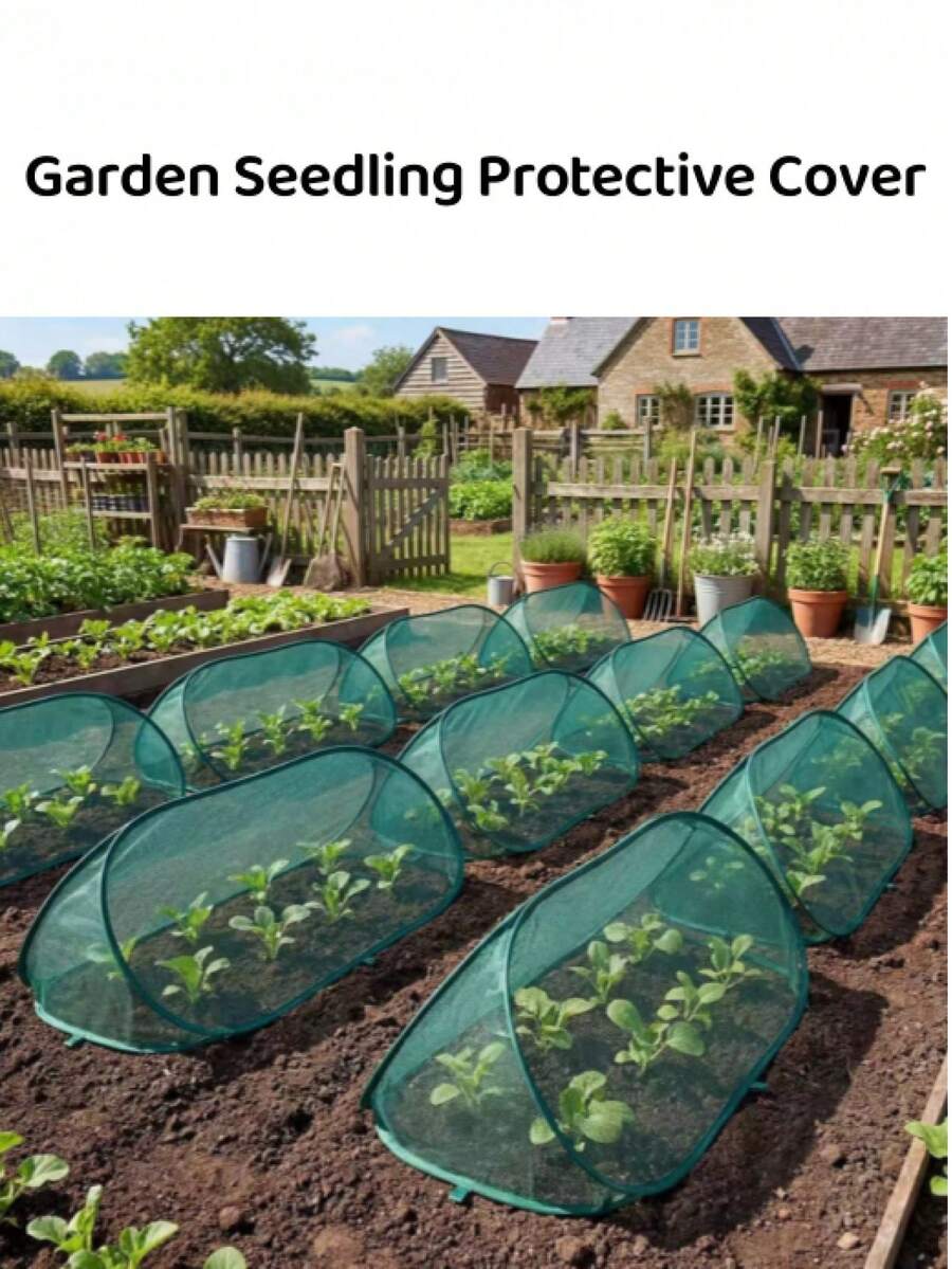 1 Conjunto de Cobertura de Rede Dobrável para Jardim, Tenda de Proteção Retrátil para Plantas, Rede Anti-Insetos e Anti-Pássaros, Adequada para Vegetais, Frutas, Flores, Mudas, Quintal e Jardinagem