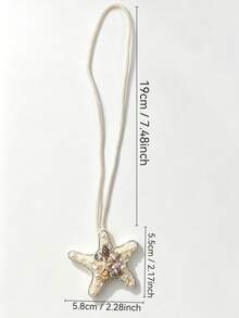 1pc Bohemian Style Handmade Silk Shell Rhinestone Ocean Starfish, Turtle, Whale, Conch Shell Rhinestone Broken Shell Bag Charm, Suitable For Vacation Style Straw Bag, Tote Bag Decoration - Beige - View 3