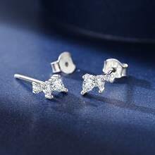 1 par de pendientes de moissanita en forma de lágrima 0.2ct*2 piezas; 0.1ct*2 piezas; 0.016ct*2 piezas Diseño original de plata de ley 925 Pendientes para mujer Diseño elegante y minimalista Adecuado para fiestas nocturnas y bodas - Plateado - Ver 3