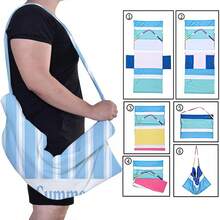 1pc 210*75cm Classic Striped SUMMER Bohemian Lounge Chair Cover Beach Chair Cover, Absorbent - Quick Drying, Lightweight Towel With Pocket, Suitable For Pool, Beach, Camping And Picnic, Beach Towel Lounge Chair Cover | Modern Beach Towel | Durable Beach Mat, Beach Towel - Baby Blue - View 8