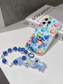 Disney Has Authorized, Phone Case - Chain Set, The Stitch Lilo & Stitch 3D Phone Case Plus A Silicone 3D Stitch Bracelet With Metallic Ring Removable Bracelet, Stitch And Angel Pattern, Compatible With Iphone17/16/15/14/13/12/14/XS/XR/X Plus Pro Max, A Stylish Cartoon Phone Case, The Perfect Gift Choice, Phone Protection, Durable Phone Cover, Great Gift For Friends And Family. - 白色 - 查看 7