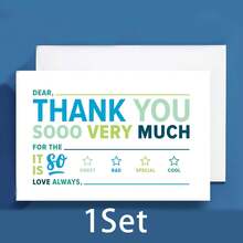 ThreeKin Collective Kids Fill-In-The-Blank Thank You Cards With White Envelopes, Double-Sided Postcards | Fun & Colorful Design For Birthday, Holiday And Other Occasions - Blue - View 7