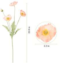 3件/1件人造罌粟花家居裝飾絲綢花假花花莖裝飾花束派對裝飾婚禮裝飾餐廳桌面人造花裝飾鐵絲可折疊人造花枝 - 彩色 - 查看 5
