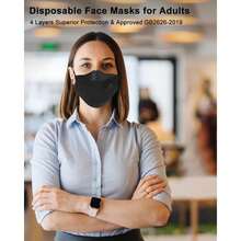 KN95 Face Masks Black Adults, Individually Wrapped, Breathable Disposable KN95 With Elastic Ear Loop - B - View 6