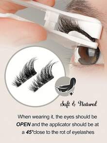 1 Pair Magnetic False Eyelashes, Half-Lash Style, No Glue Needed, Short Magnetic Eyelashes, Natural Cat Eye Makeup Effect, Reusable, Suitable For Eyelash Extensions, Ideal For Slouchy People, Beauty Bloggers, And Gift Giving. - Half Eyelashes - View 6