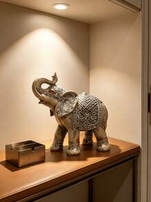 Vintage Gold Elephant Statue, Home Decor Ornament, Suitable For Living Room, Office, Bookshelf, Desktop, Feng Shui Decor, Bohemian Style Decoration, Luxury Interior Decor - A - View 5