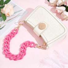 Wide Pink Acrylic Bag Strap – Flat Replacement Purse Chain With Gold Buckles, Fashion Decorative Charm For Handbag, Crossbody & Shoulder Bag - Pink - View 4