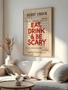 1 pieza, Arte de pared en lienzo, Decoración de pared enmarcada, Recibo de cajero vintage de Halloween, Eslogan "Come, Bebe, Juega, Acompañado de Emoción" Póster de lienzo con fuente de telaraña de thriller, Pintura de decoración de vacaciones oscuras vintage, Adecuado para decoración del hogar moderno, decoración de habitación, decoración de dormitorio, decoración de dormitorio, decoración de sala de estar, decoración de baño, decoración de cocina, decoración de comedor, decoración de sala de estar - Póster de telaraña - Ver 5