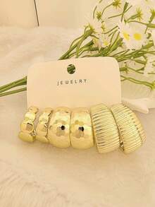 3pcs/Set Geometric Water Drop Earrings Set, Luxury High-End CCB Material Earring Combination, European And American Style - Gold - View 4