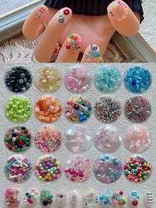 1 Bottle Mini Nail Art Seed Beads With Holes, Colorful Micro Beads, Simple Versatile All-Match Accessories Nail Charms - 彩色 - 查看 9