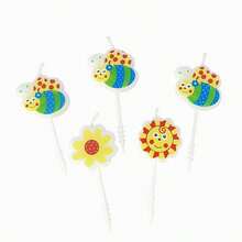 5pcs Creative Cartoon Bee Candles, Cake Decoration Cute Smiling Face Sun Candles, Flower Candles, Birthday Celebration Baking Plug-Ins - View 7