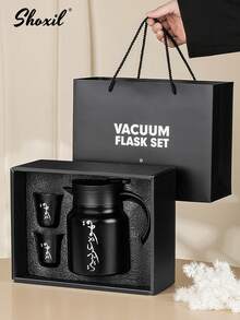 shoxil 3-Piece Stainless Steel Arabic Coffee Pot Set - 1000ml Vacuum Insulated Coffee Pot With 2 Double-Wall Cups, Heat And Cold Resistant, Traditional Gift, Suitable For Home, Office, Hospitality And Other Occasions - Black - View 8