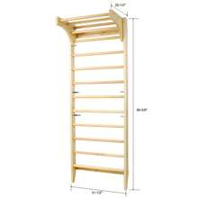 Wall Gym 80x32 Inches For Physical Therapy Gymnastics Home Workout, Height Adjustable Pull-Up Bar Pine Wood Frame Solid Construction 280lbs Capacity Indoor Fitness Equipment Training Ladder-XY291162 - Default - View 7