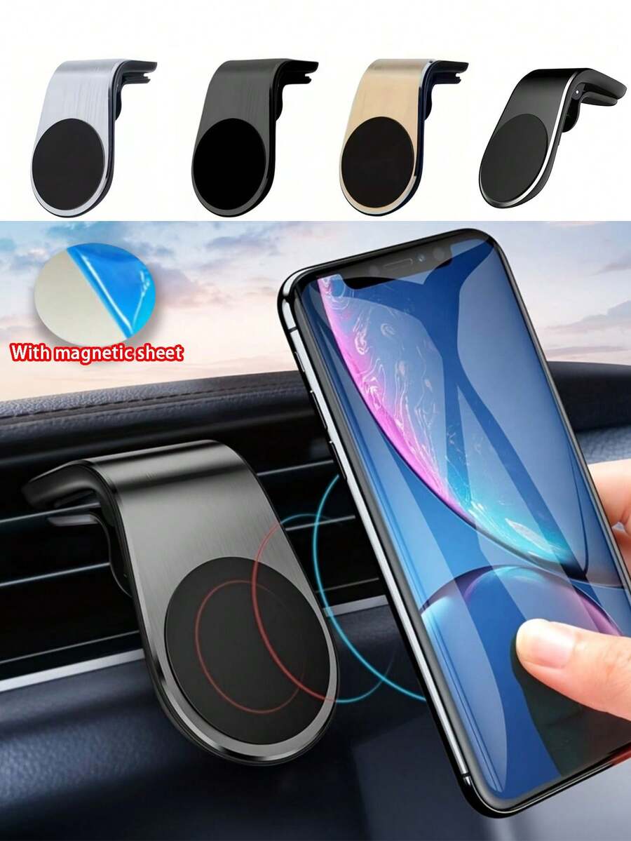 L型磁吸式車用手機支架－通用型GPS底座，強力磁鐵吸附，適用於儀表板，兼容大多數智慧型手機