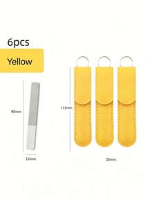 6pcs/2pcs New Nail File Set With Yellow Leather Storage Box And Transparent Nail Files, Suitable For Beginners For Simple Manicure, Mini Double-Sided Tools With Glass Polishing Strip For Shiny Nails, Crystal Nail File Manicure Transparent Tools - Multicolor - View 14