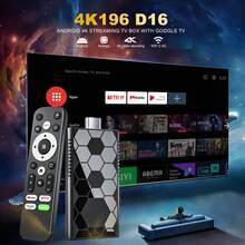 VELEC I96 D16 電視棒，超 4K UHD ATV，配備 [8GB RAM+128GB ROM]，內建雙頻 WiFi，由 Android ATV 智慧電視棒驅動，適用於 Android 電視棒、電視和投影機 4K HD 串流設備，全志 H313 - 黑色 - 查看 1