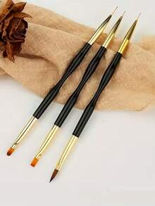 3 Peças Conjunto de Pintura de Arte de Unhas, Pincel de Pintura de Design de Precisão de Duas Pontas, Conjunto de Ferramentas de Caneta Delineadora de Decoração de Arte de Unhas de Metil Acrílico Inodoro - Multicolorido - Visão 5