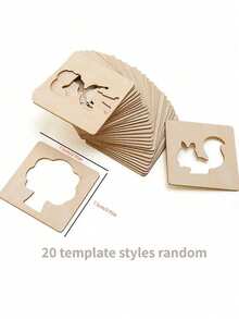 20pcs Christmas Decoration Montessori Wooden Animal & Fruit Pattern Painting Doodle Fill-In DIY Painting Template, Back To School - Multicolor - View 2