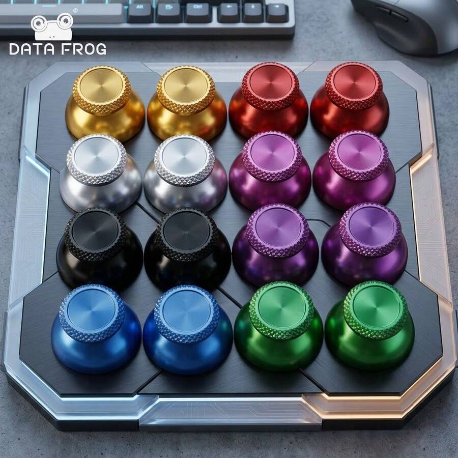 DATA FROG Compatible With P5 Metal Mushroom Head Cap Includes 4 Silicone Caps Features A Spiral Texture For Better Grip And Improved Gaming Accuracy - View 1