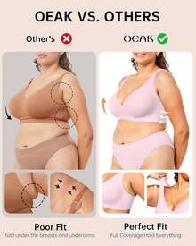 Sujetador sin costuras para mujer, sujetador inalámbrico con escote en V profundo, sujetador push-up sin aros, bustier acolchado, sujetador cómodo tipo camiseta, sujetador suave para dormir. - Rosa - Ver 2