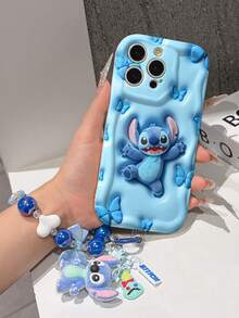 Disney Has Authorized, Phone Case - Chain Set, The Stitch Lilo & Stitch 3D Phone Case Plus A Silicone 3D Stitch Bracelet With Metallic Ring Removable Bracelet, Stitch And Angel Pattern, Compatible With Iphone17/16/15/14/13/12/17/XS/XR/X Plus Pro Max, A Stylish Cartoon Phone Case, The Perfect Gift Choice, Phone Protection, Durable Phone Cover, Great Gift For Friends And Family. - 白色 - 查看 6