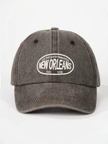 1/2件 多色復古字母 NEW ORLEANS 3D刺繡水洗柔軟頂棒球帽，適合街頭運動、戶外及日常使用 - 彩色 - 查看 11