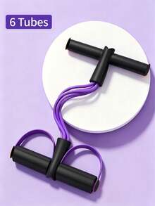 6 Tube Elastic Yoga Resistance Bands – Made Of Purple Polyvinyl Chloride Material, Suitable For Full-Body Workouts, Core Muscle Training, Arm And Leg Exercises, And Rowing Exercises. - Multicolor - View 8