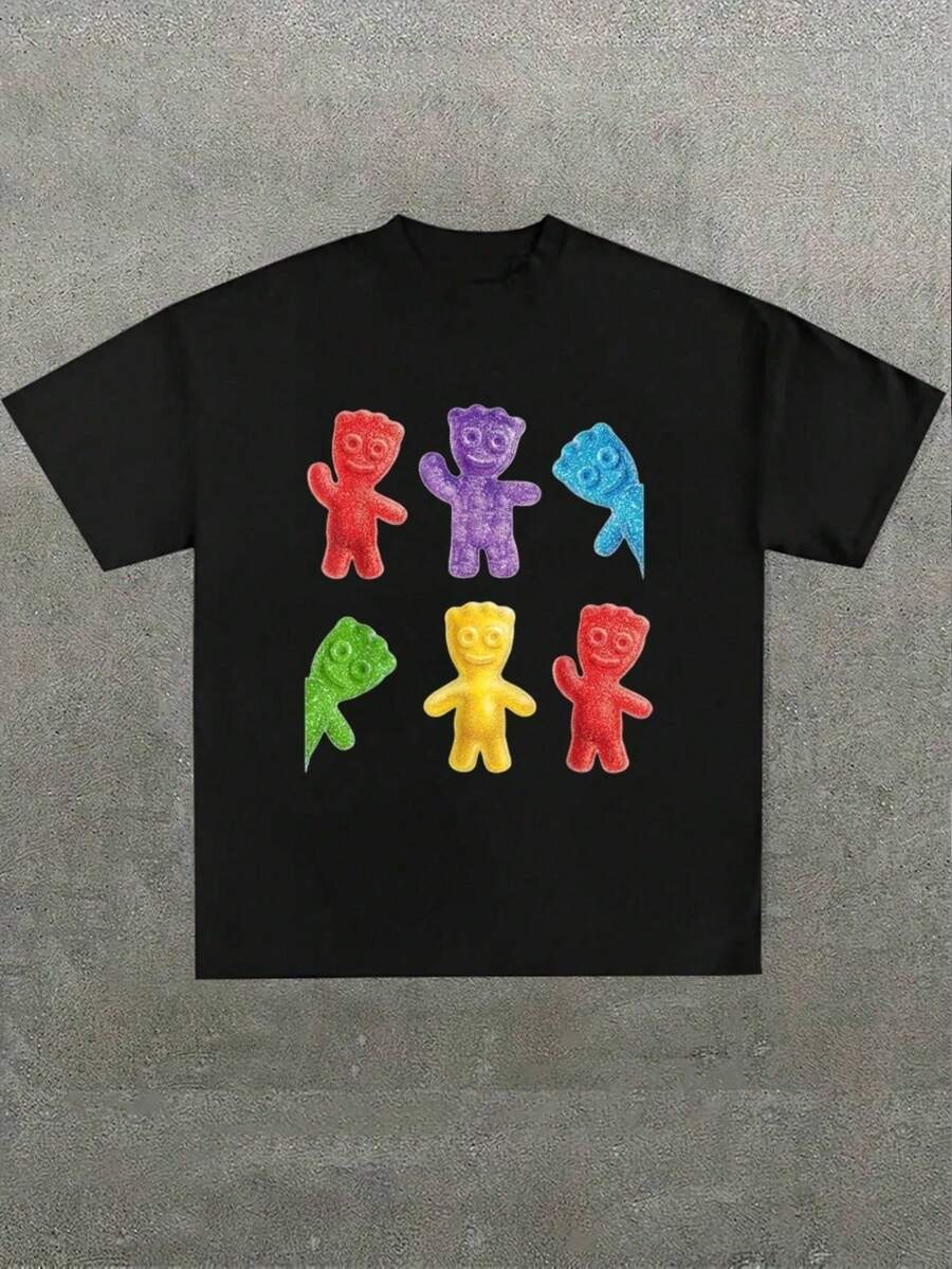 Girls & Teens' Casual Graphic Print T-Shirt,Daily WearClean Design,Moisture-Wicking,Breathable Fabric, Summer Versatile,playera de hombre, playeras de mujer, camisas para niño - Negro - Ver 1