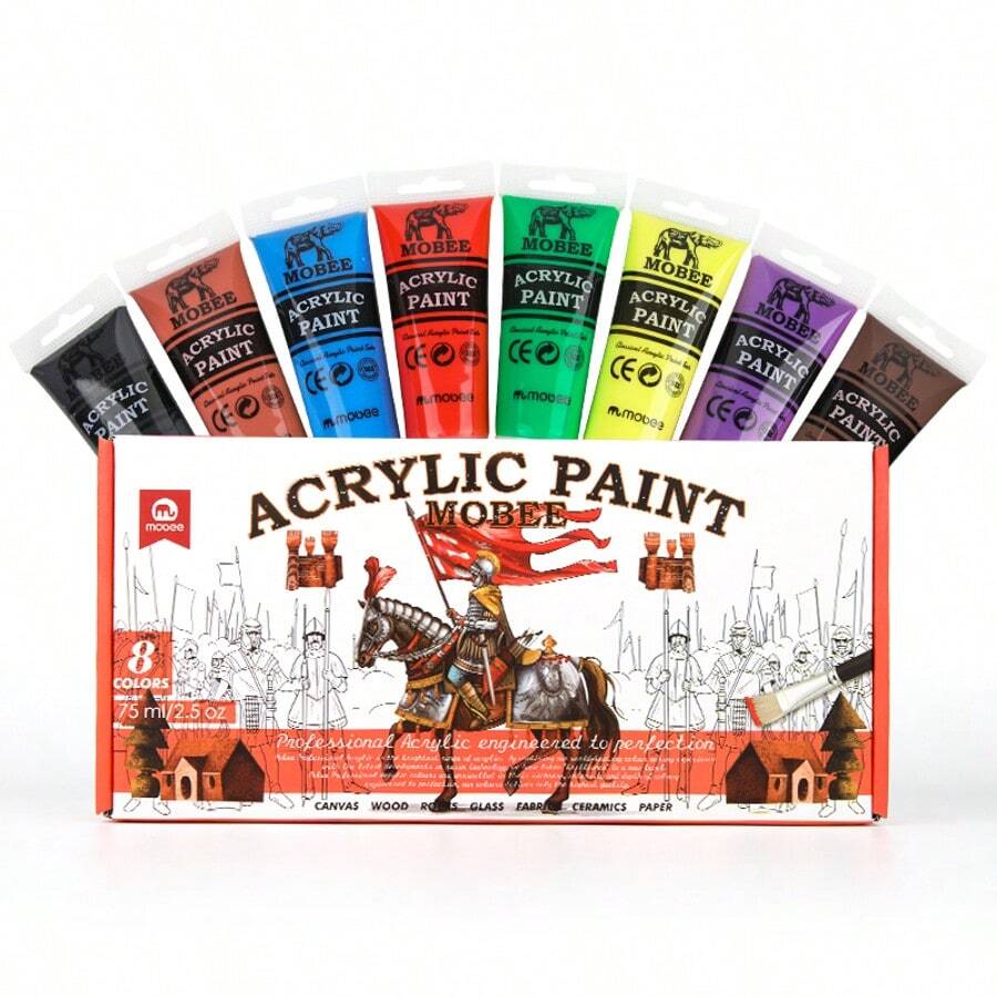 Juego de Marcadores Acrílicos Mobee Profesional Estándar Europeo Metálicos & Clásicos, 8 piezas, Adecuado para Principiantes que Aprenden y Artistas Profesionales de Pintura Avanzada