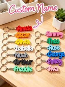Custom Engraved Couple Keychain, Can Engrave Name And Text, Personalized Jewelry Accessory, Unisex, Anniversary And Birthday Gift - Multicolor - View 1