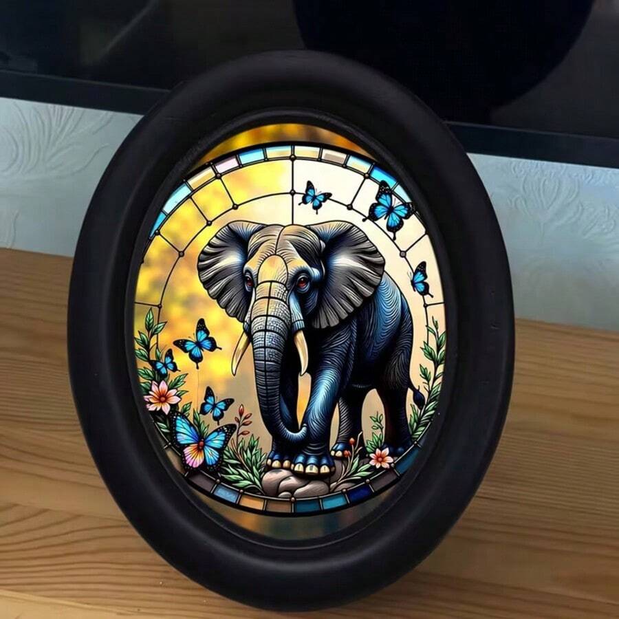 1pc Black Gothic Vintage Oval Photo Frame, Handmade Craft Artwork, Perfect For Home Office And Holiday Decor, Ideal Gift For Collectors, No Drilling Required