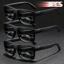 WSZ 3PCS Fashion Stripe Design Unisex Square Vintage Glasses Classic Driving Fishing Traveling Tropical Beach Vacay Vacation For Man Driver's Eyewear - 3PCSF364 - View 7