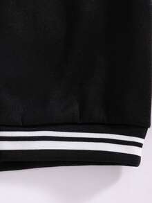 Tween Boys' Casual Sports College Style Vintage Hooded Jacket, Autumn/Winter - Black - View 7
