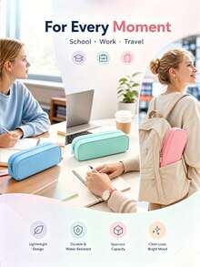 1pc Macaron Solid Color Silicone Pencil Case, Large Capacity Waterproof Portable Soft Zipper Pencil Pouch, Cute Decorative Stationery Storage Bag, Suitable For Students, Office And Travel Supplies - Multicolor - View 3