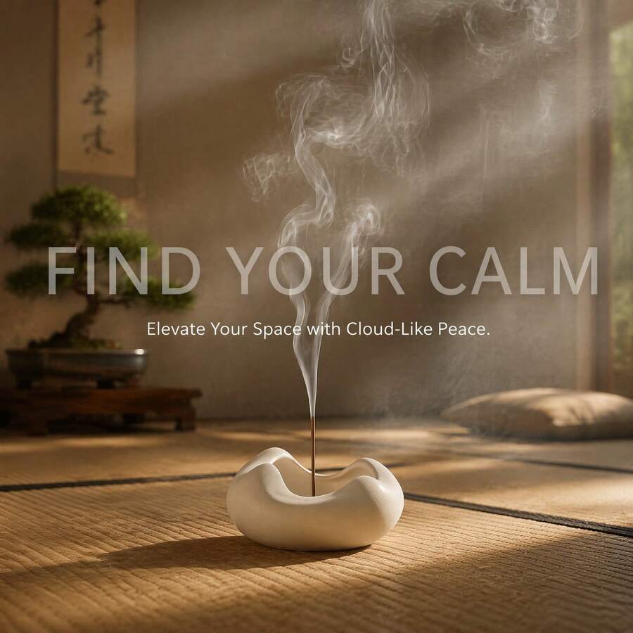 Minimalist Asymmetric Cloud Ceramic Incense Burner | Modern Line Incense Holder - Cloud-shaped Incense Holder - View 1